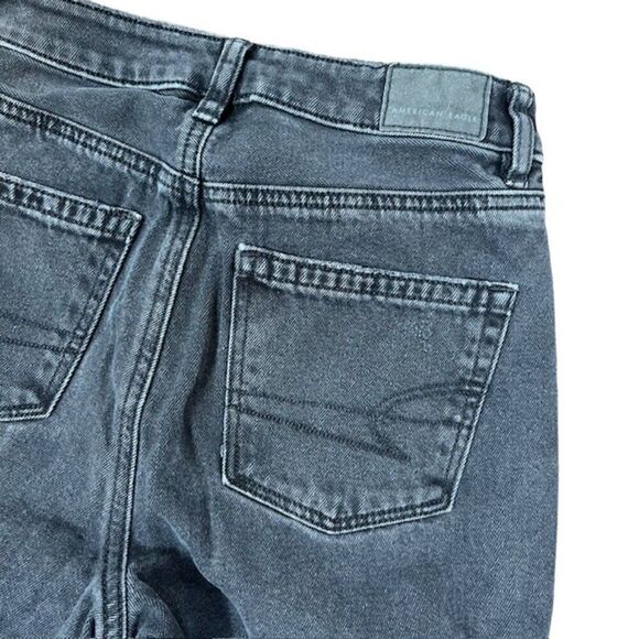 American Eagle Destroyed Black Denim Jeans Distressed Medium Wash Size 00 - Picture 6 of 9